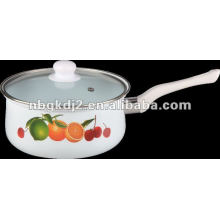 enamel saucepan with double hole glass cover